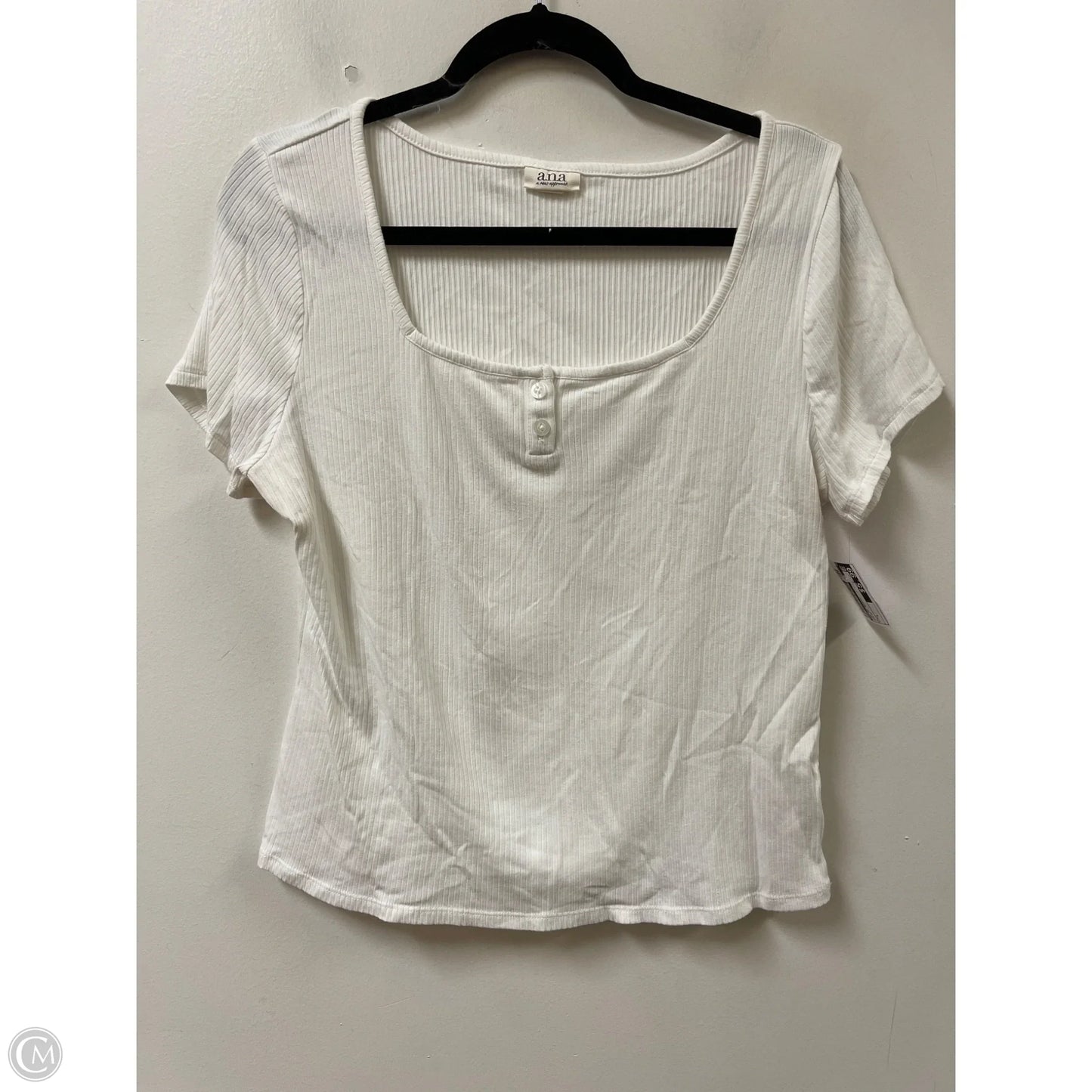 Top Short Sleeve Basic By Ana In White, Size: L