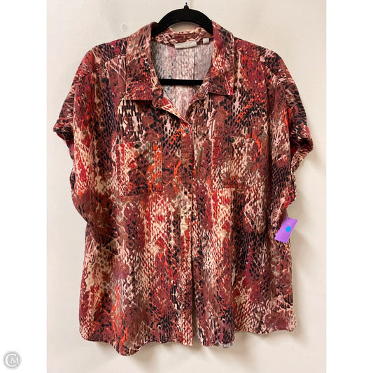 Blouse Short Sleeve By West Bound In Snakeskin Print, Size: Xl