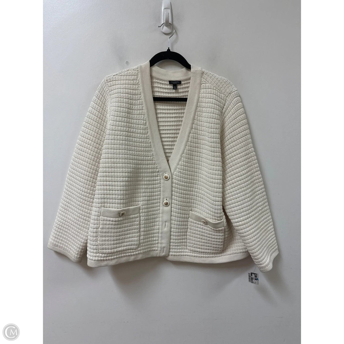 Sweater Cardigan By Talbots In Cream, Size: 3x