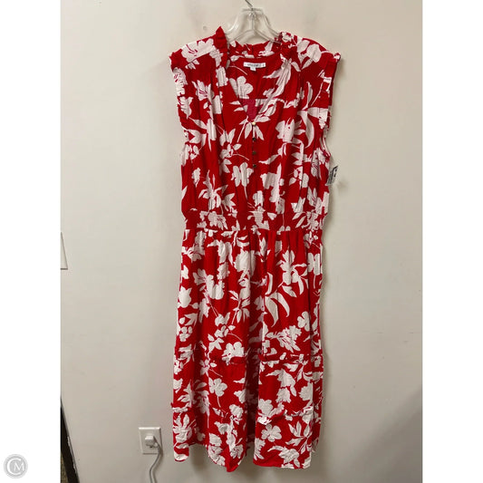 Dress Casual Maxi By Chicos In Red & White, Size: Xl