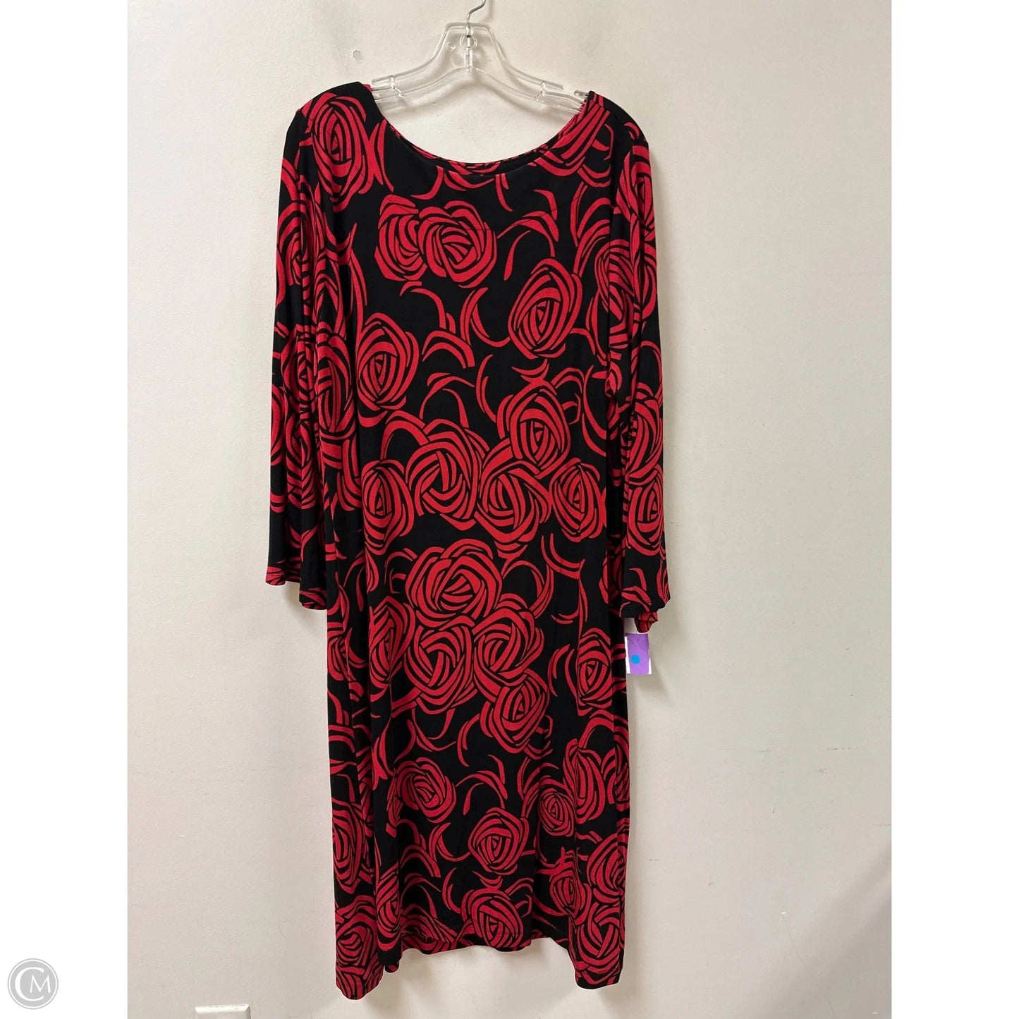 Dress Casual Midi By Chicos In Black & Red, Size: 2x