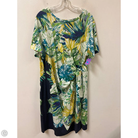 Dress Casual Midi By Chicos In Green & Yellow, Size: 1x