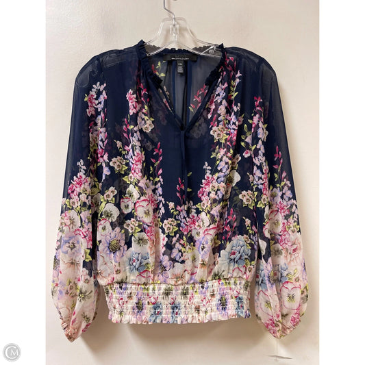 Top Long Sleeve By White House Black Market In Floral Print, Size: Xxs