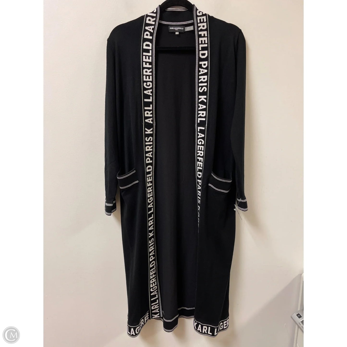 Sweater Cardigan Designer By Karl Lagerfeld In Black, Size: Xs