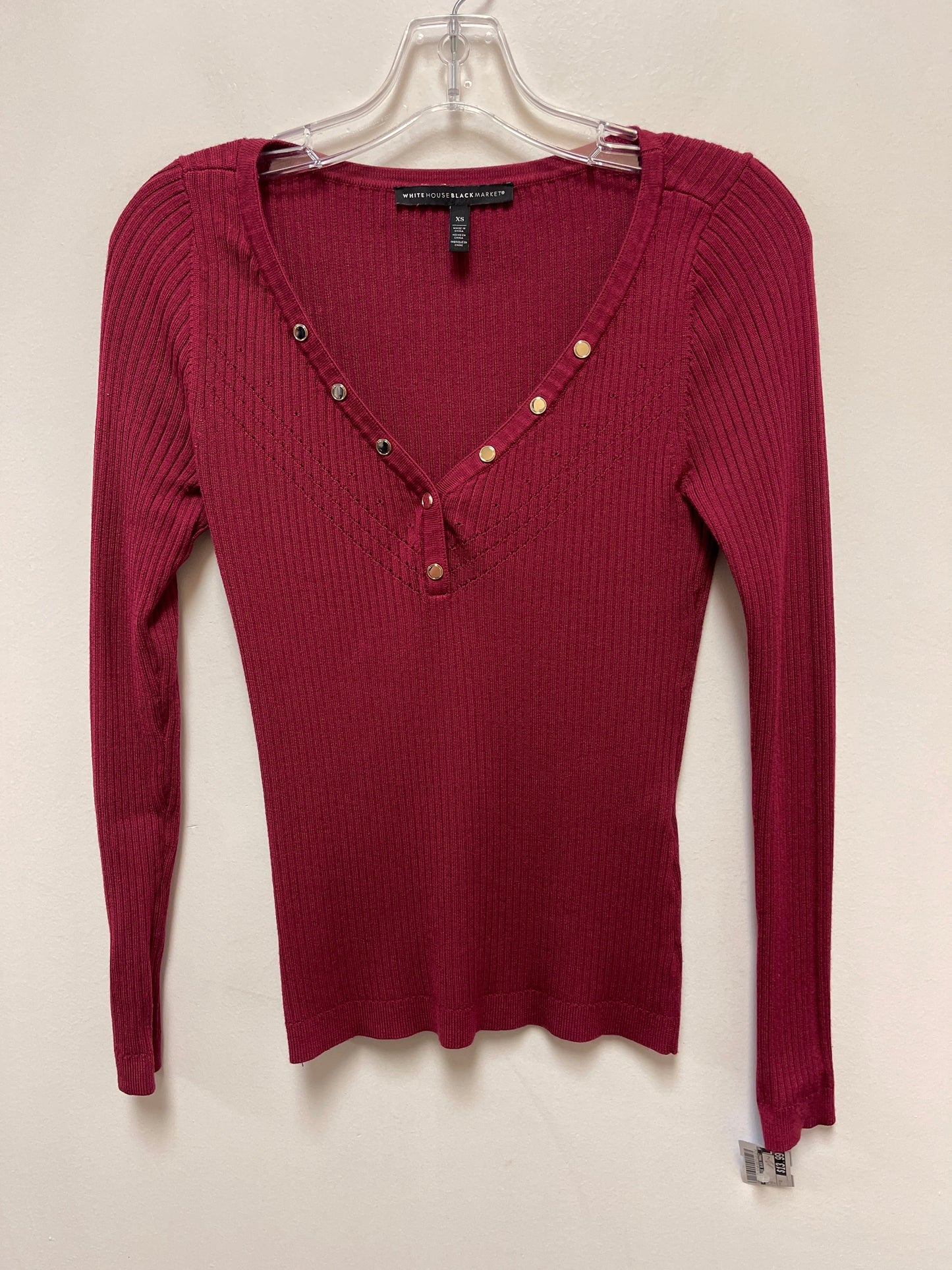 Top Long Sleeve By White House Black Market In Red, Size: Xs
