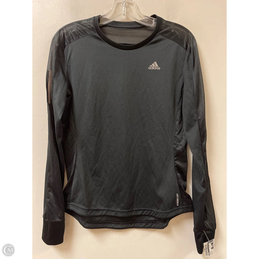 Athletic Top Long Sleeve Collar By Adidas In Black, Size: S