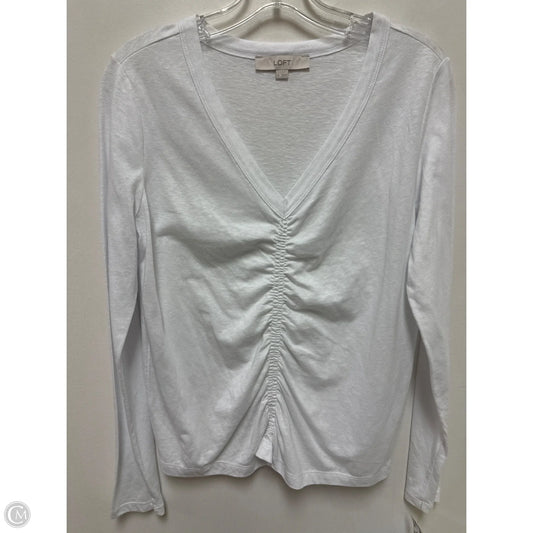 Top Long Sleeve By Loft In White, Size: L