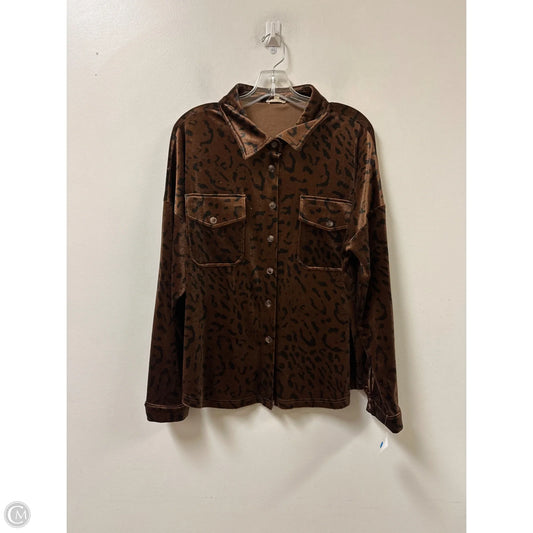 Blouse Long Sleeve By Jodifl In Brown, Size: L