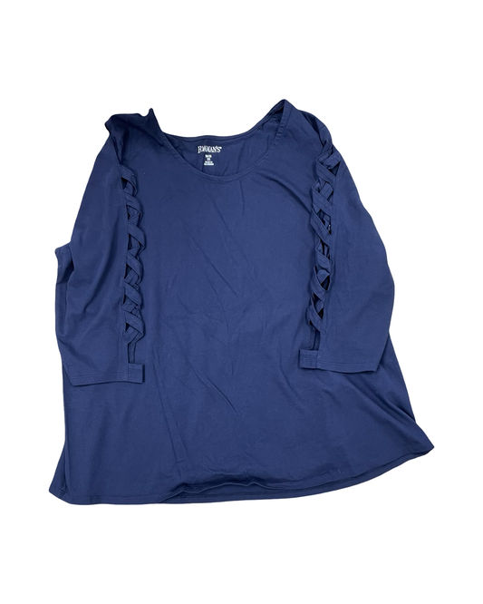 Top 3/4 Sleeve By Romans In Navy, Size:2X