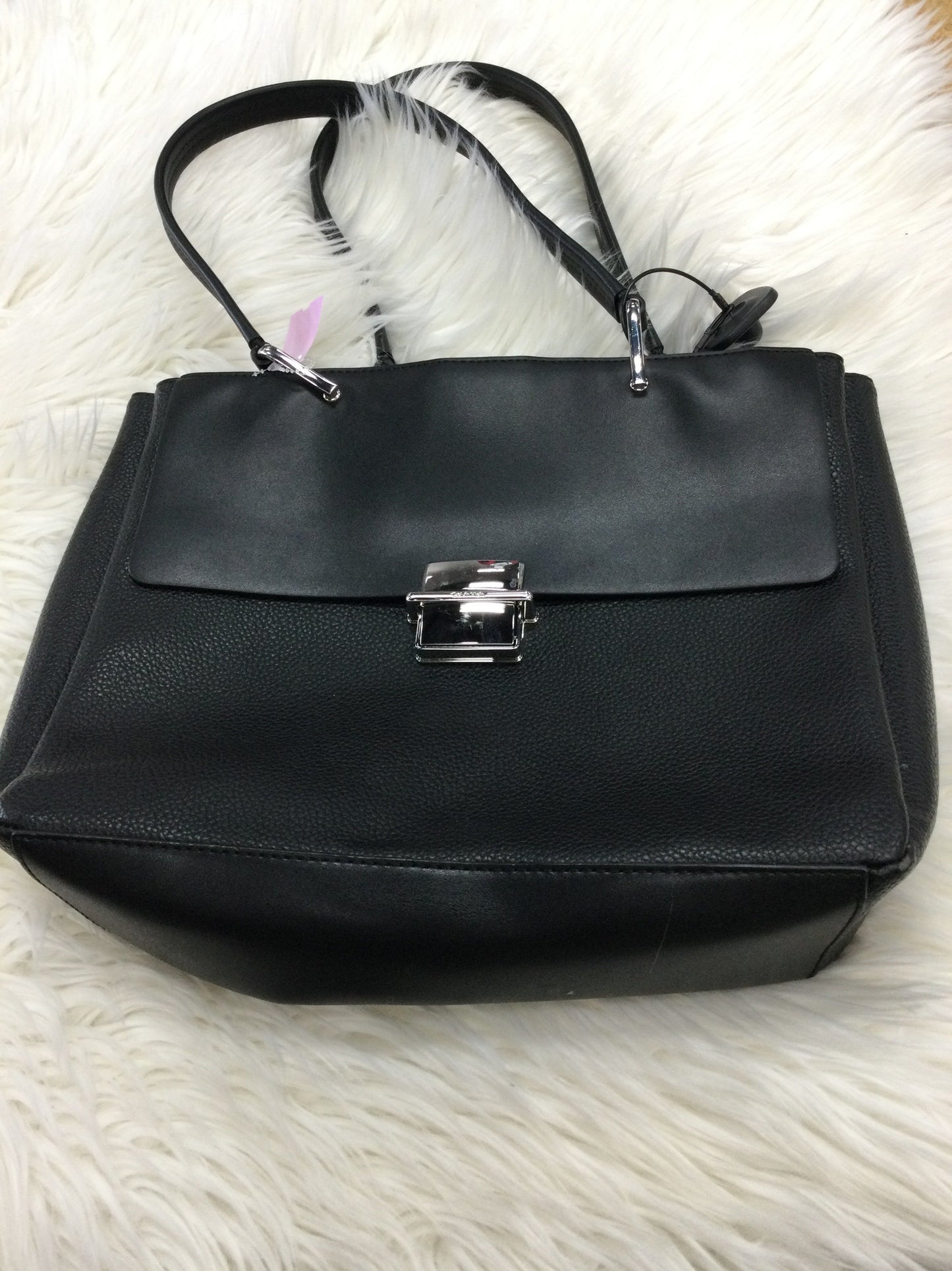 Handbag Leather By Calvin Klein In Black, Size:Large