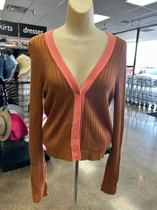 Cardigan By Daily Practice By Anthropologie In Brown & Pink, Size:Xs