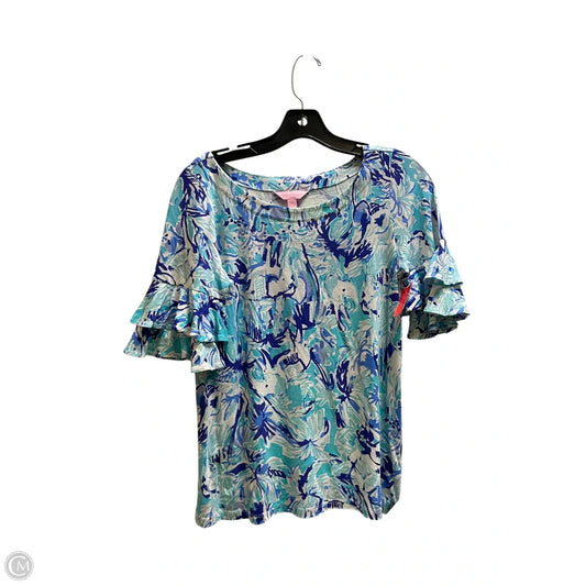 Top Short Sleeve Designer By Lilly Pulitzer In Blue, Size: Xs