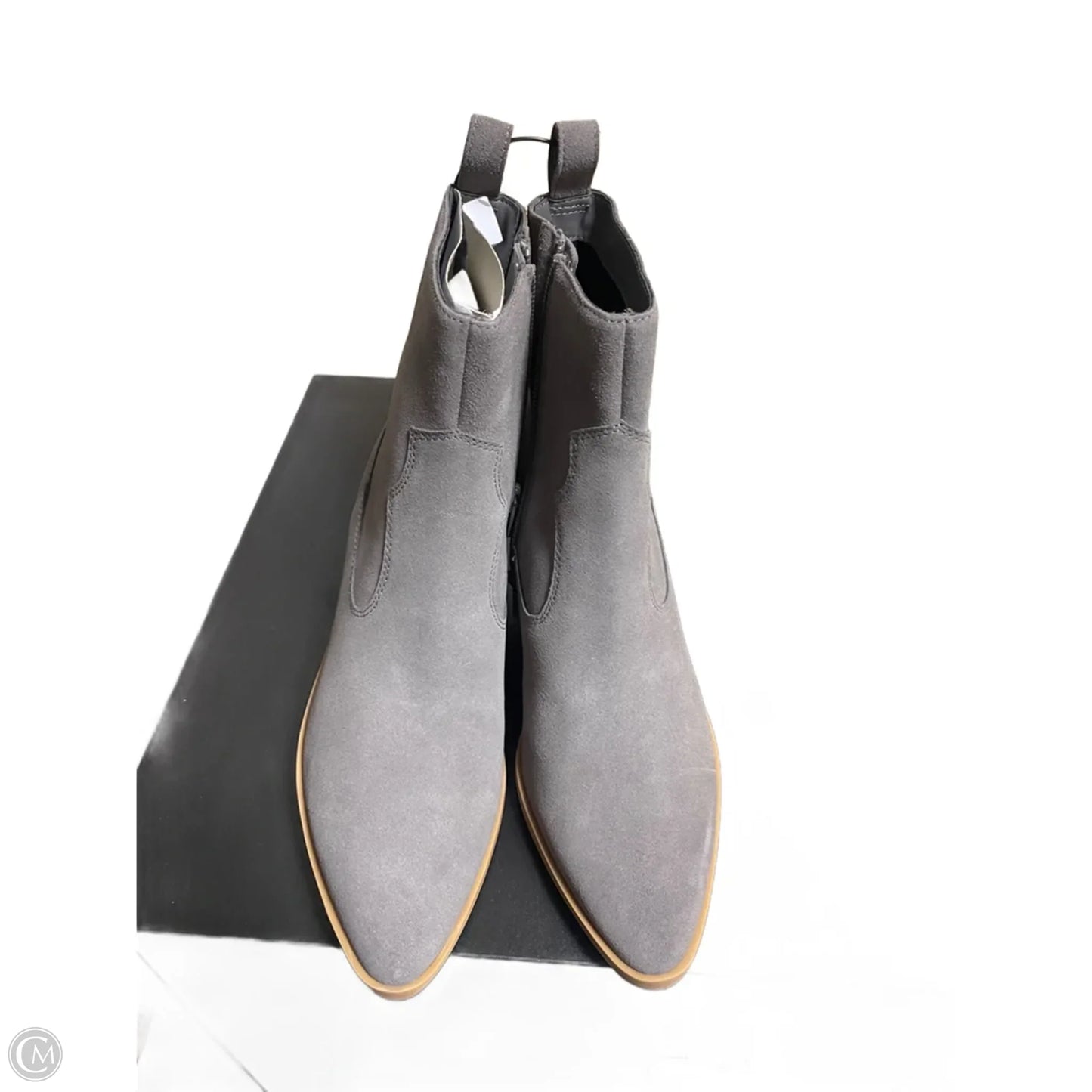 Boots Ankle Heels By Clothes Mentor In Grey, Size: 7.5