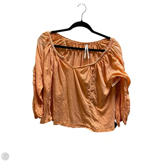 Top Short Sleeve By Anthropologie In Orange, Size: M
