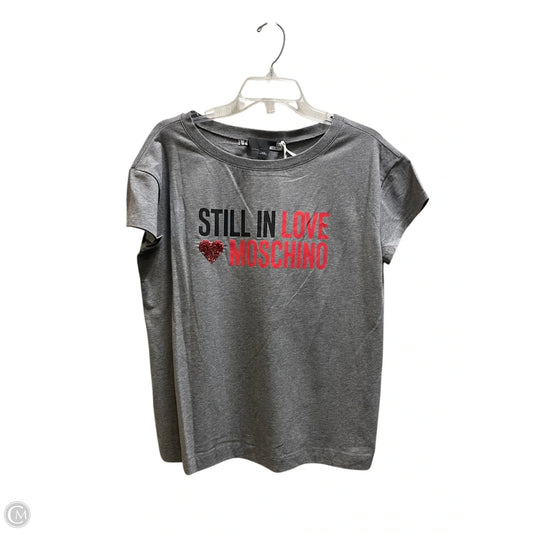 Top Short Sleeve By Love Moschino In Grey, Size: M