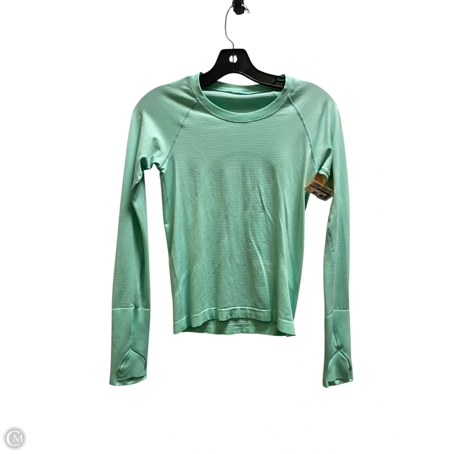 Athletic Top Long Sleeve Collar By Lululemon In Teal, Size: Xs