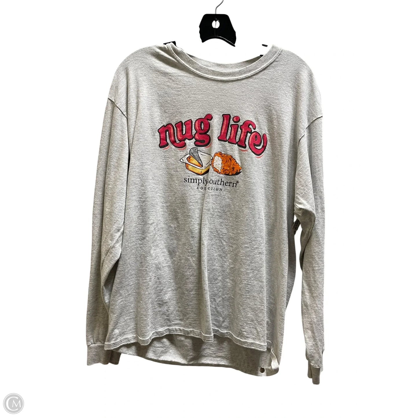 Top Long Sleeve By Simply Southern In Grey, Size: L