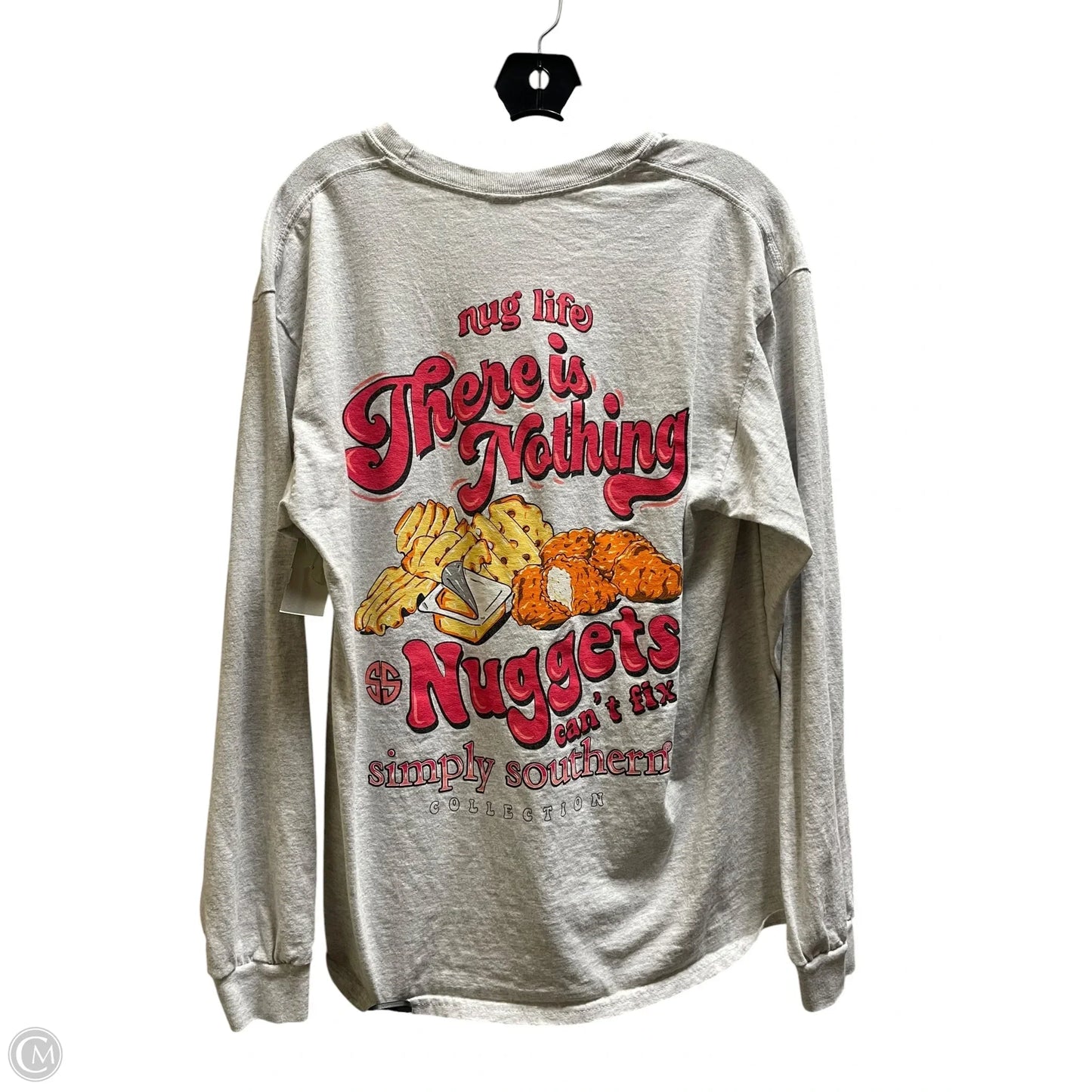 Top Long Sleeve By Simply Southern In Grey, Size: L