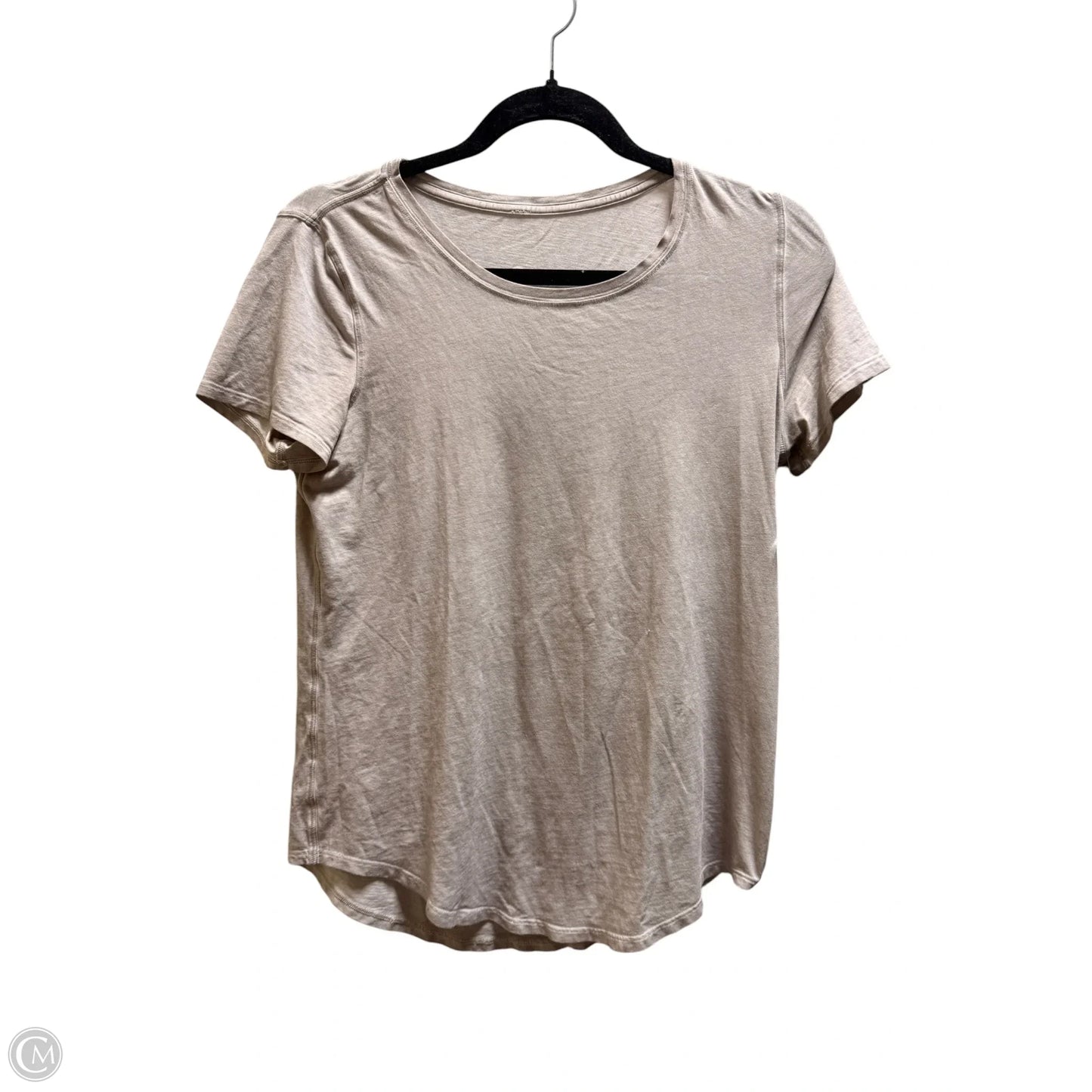 Athletic Top Short Sleeve By Lululemon In Tan, Size: 4