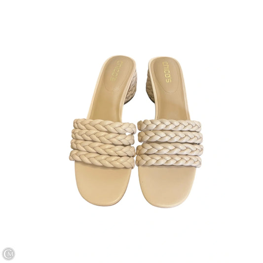 Sandals Heels Block By Chicos In Cream, Size: 8.5