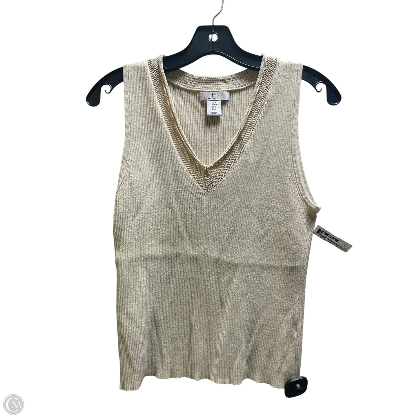 Top Sleeveless Designer By Halston In Tan, Size: M