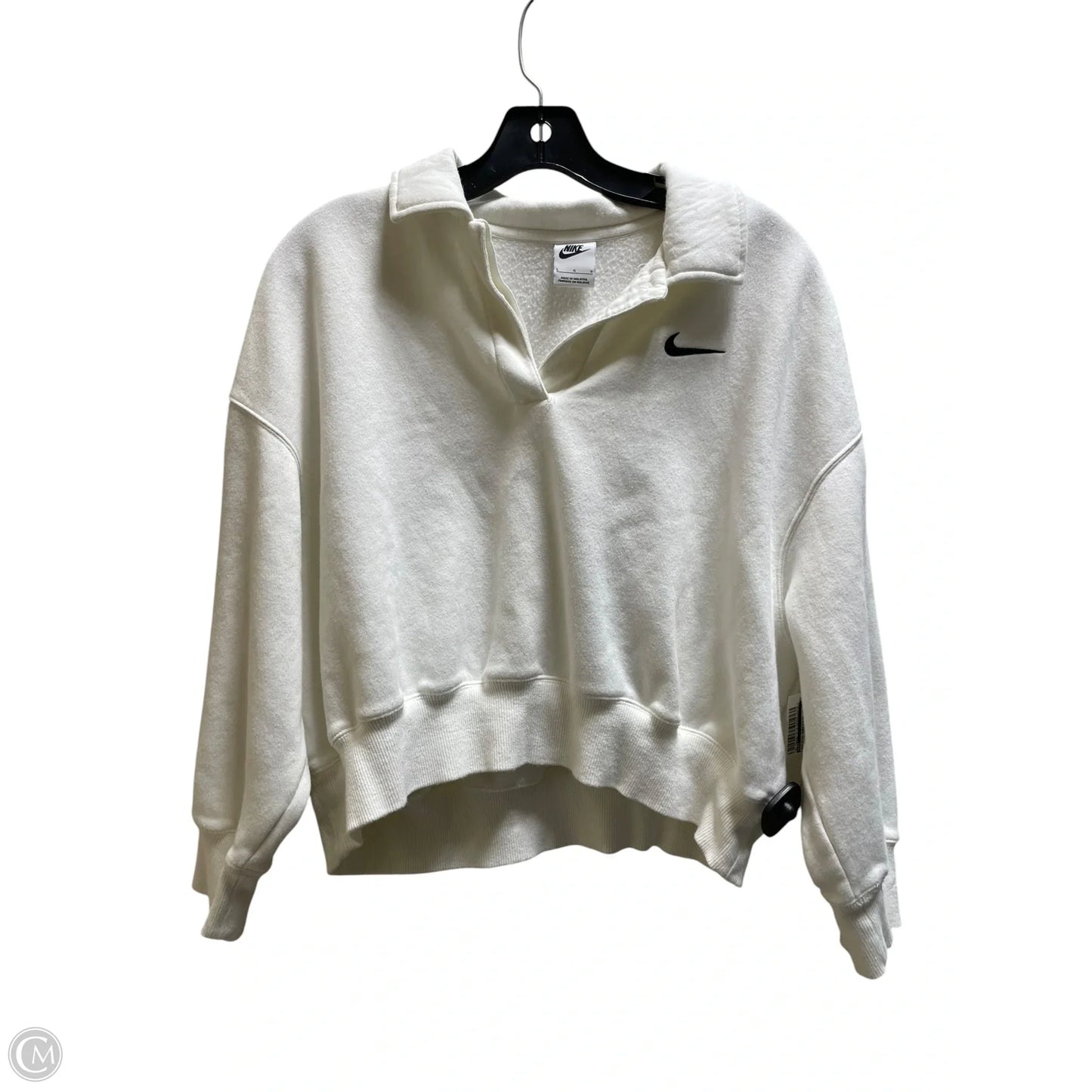 Athletic Sweatshirt Collar By Nike In White, Size: L