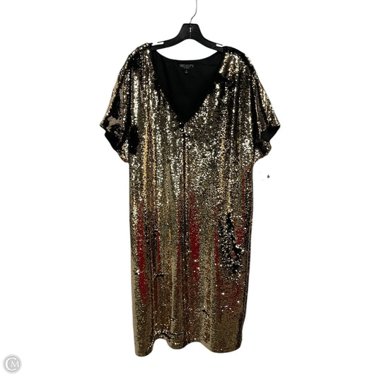 Dress Party Long By Clothes Mentor In Black & Gold, Size: Xl