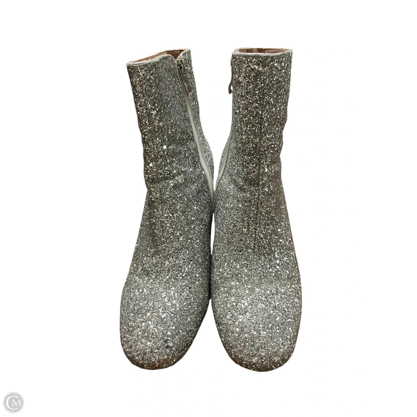 Boots Ankle Heels By Clothes Mentor In Silver, Size: 9