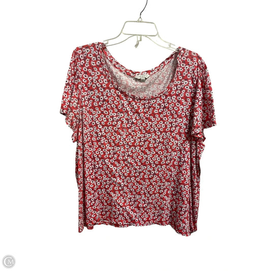 Top Short Sleeve By Lucky Brand In Floral Print, Size: 2x