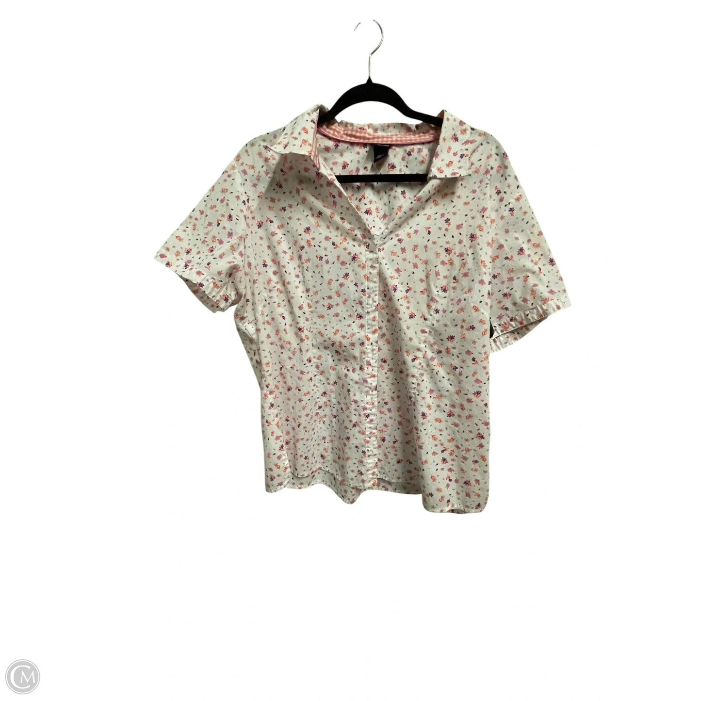 Top Short Sleeve By Basic Editions In Floral Print, Size: 2x