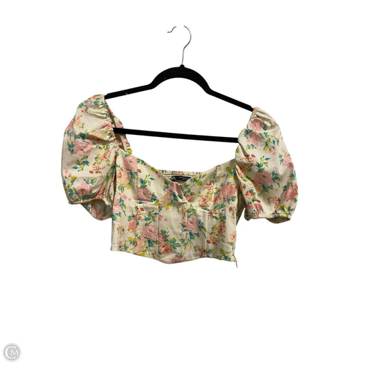 Top Short Sleeve By Zara In Floral Print, Size: M