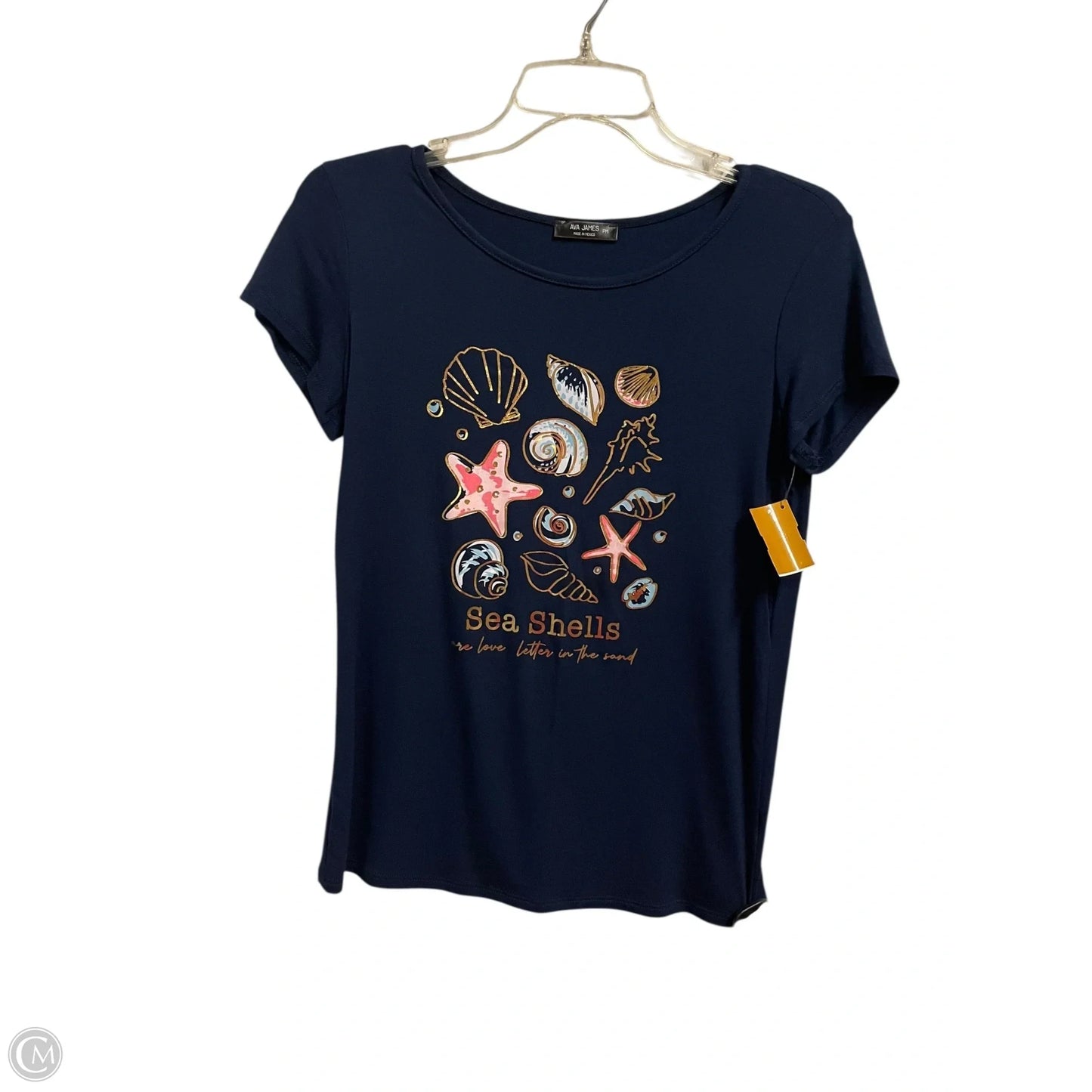 Top Short Sleeve By Ava James In Blue, Size: M