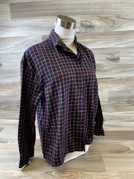 Top Long Sleeve Basic By Madewell In Checkered Pattern, Size: S