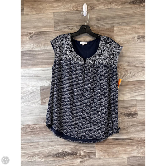 Top Short Sleeve Basic By Skies Are Blue In Blue & White, Size: Xl