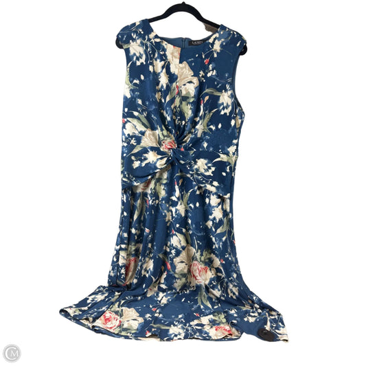 Dress Casual Midi By Lauren By Ralph Lauren In Blue & Cream, Size: Xl