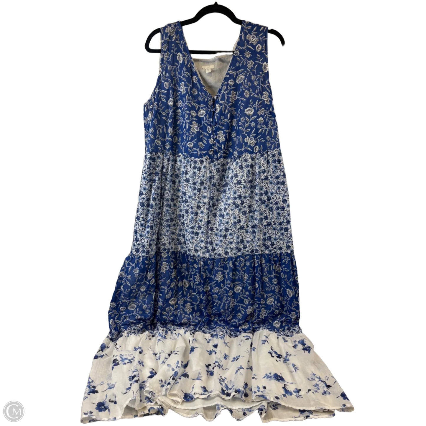 Dress Casual Maxi By J. Jill In Blue & White, Size: Xl