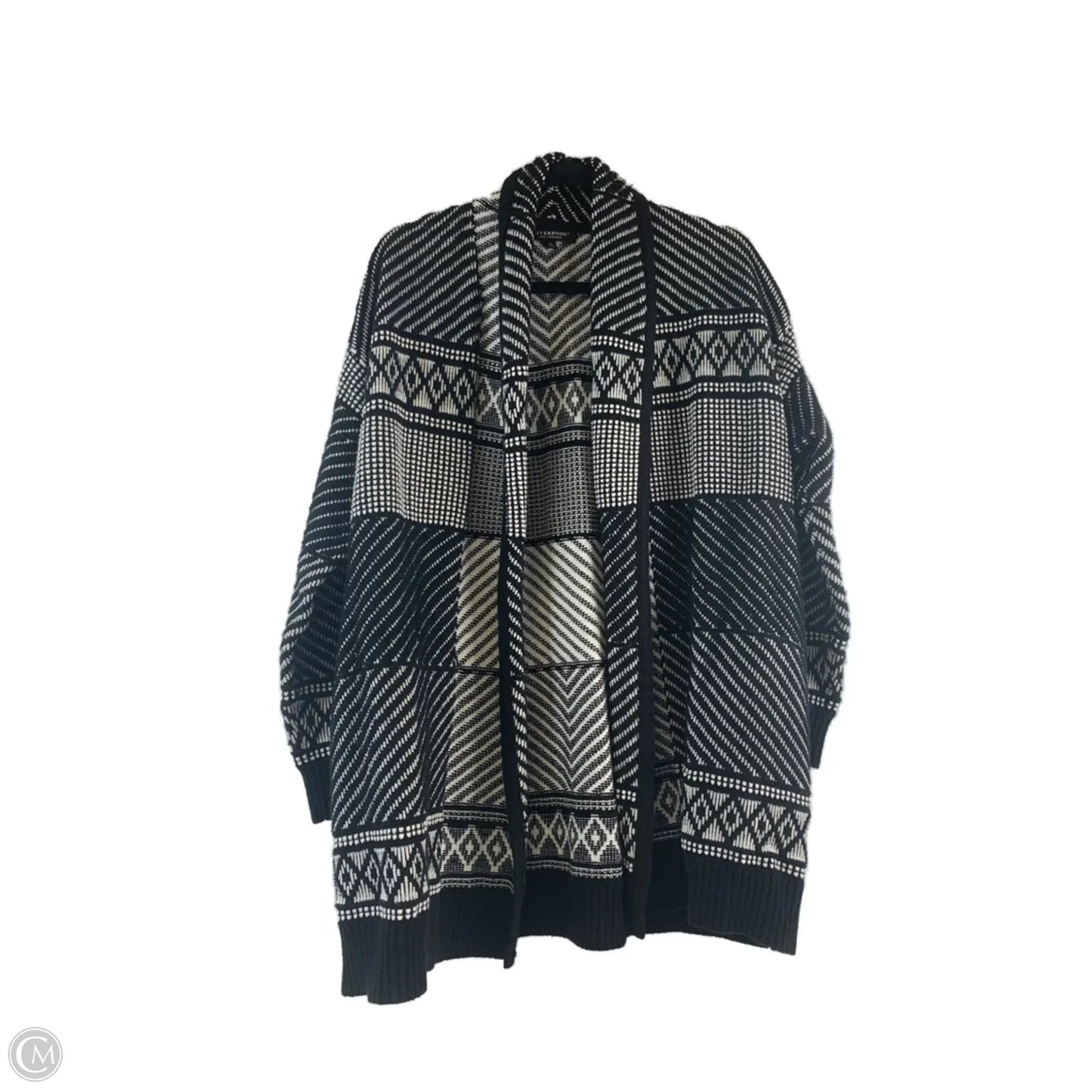Sweater Cardigan By Liverpool In Black & White, Size: L