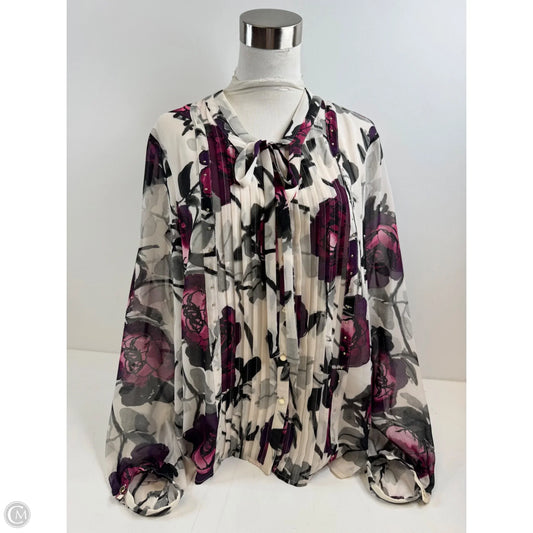 Blouse Designer By Karl Lagerfeld In Black & Purple, Size: L