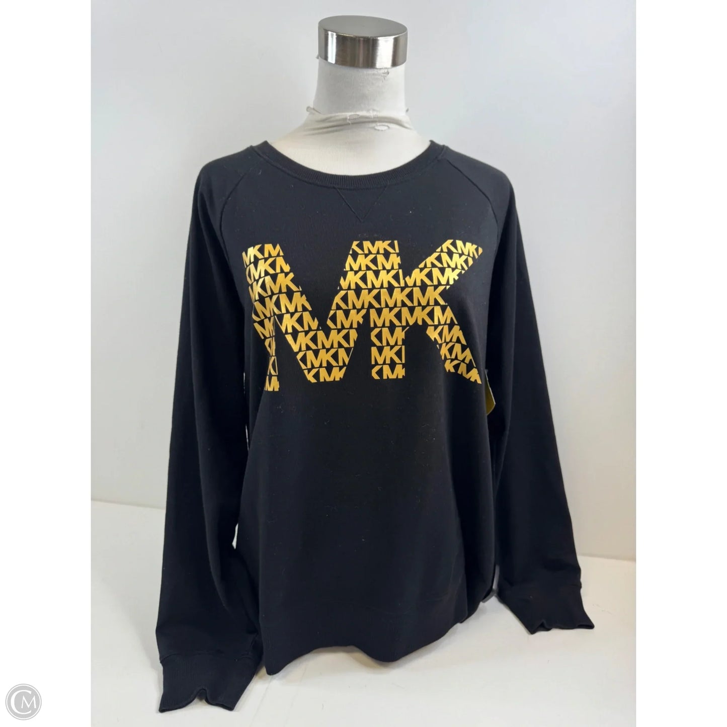 Top Long Sleeve By Michael By Michael Kors In Black & Gold, Size: L