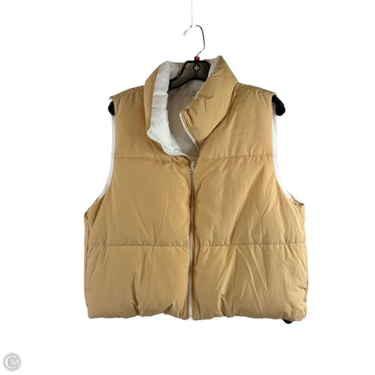Vest Puffer & Quilted By Love Tree In White & Yellow, Size: L