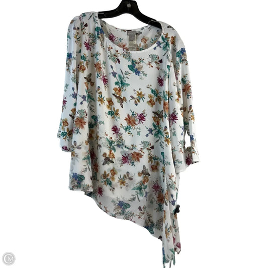 Top 3/4 Sleeve By Chicos In Floral Print, Size: Xl