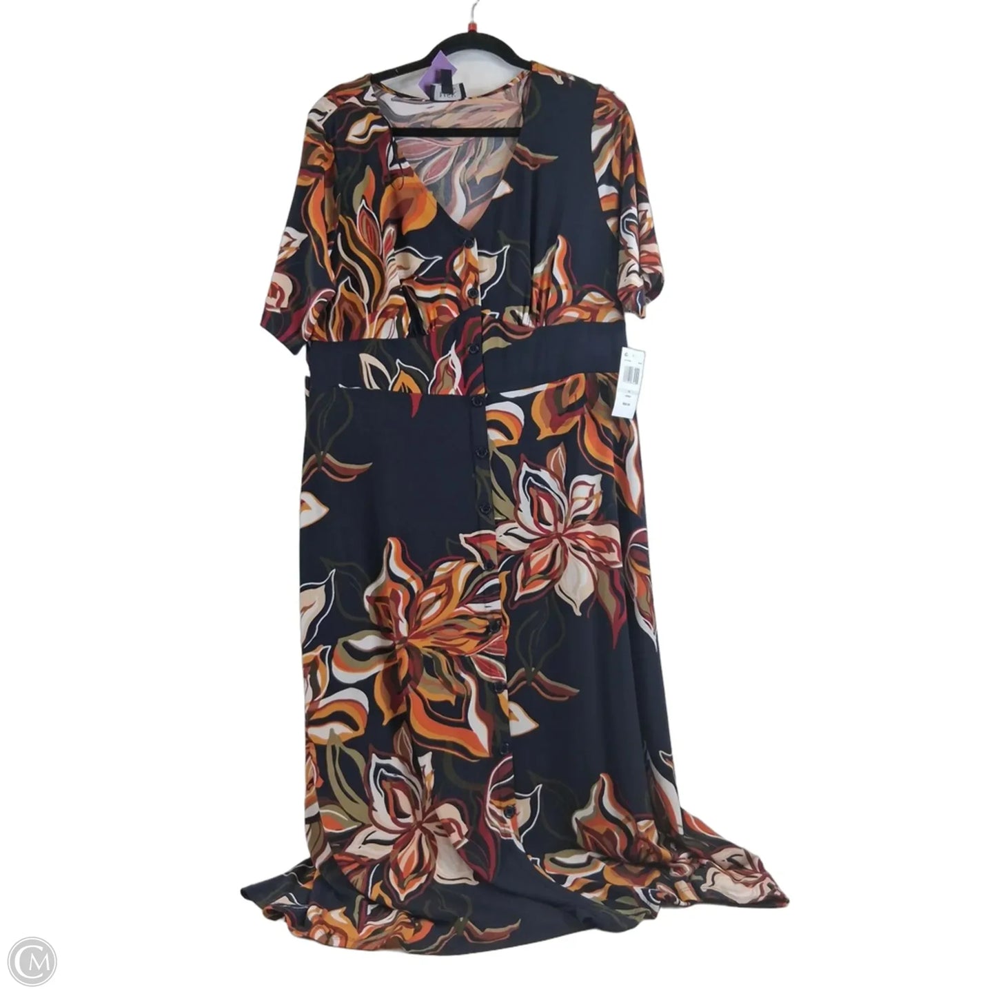 Dress Casual Midi By Msk In Blue & Orange, Size: 1x