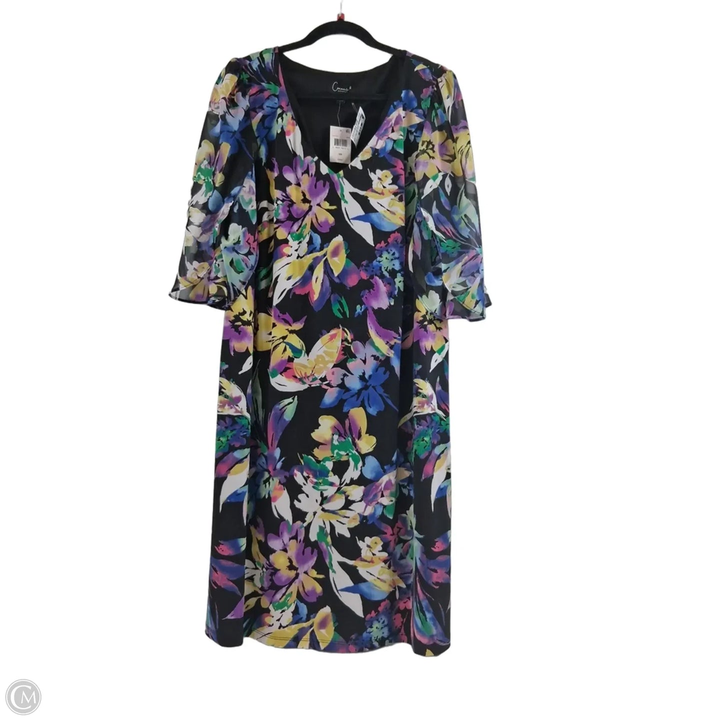 Dress Casual Midi By Connected Apparel In Black & Yellow, Size: Xl