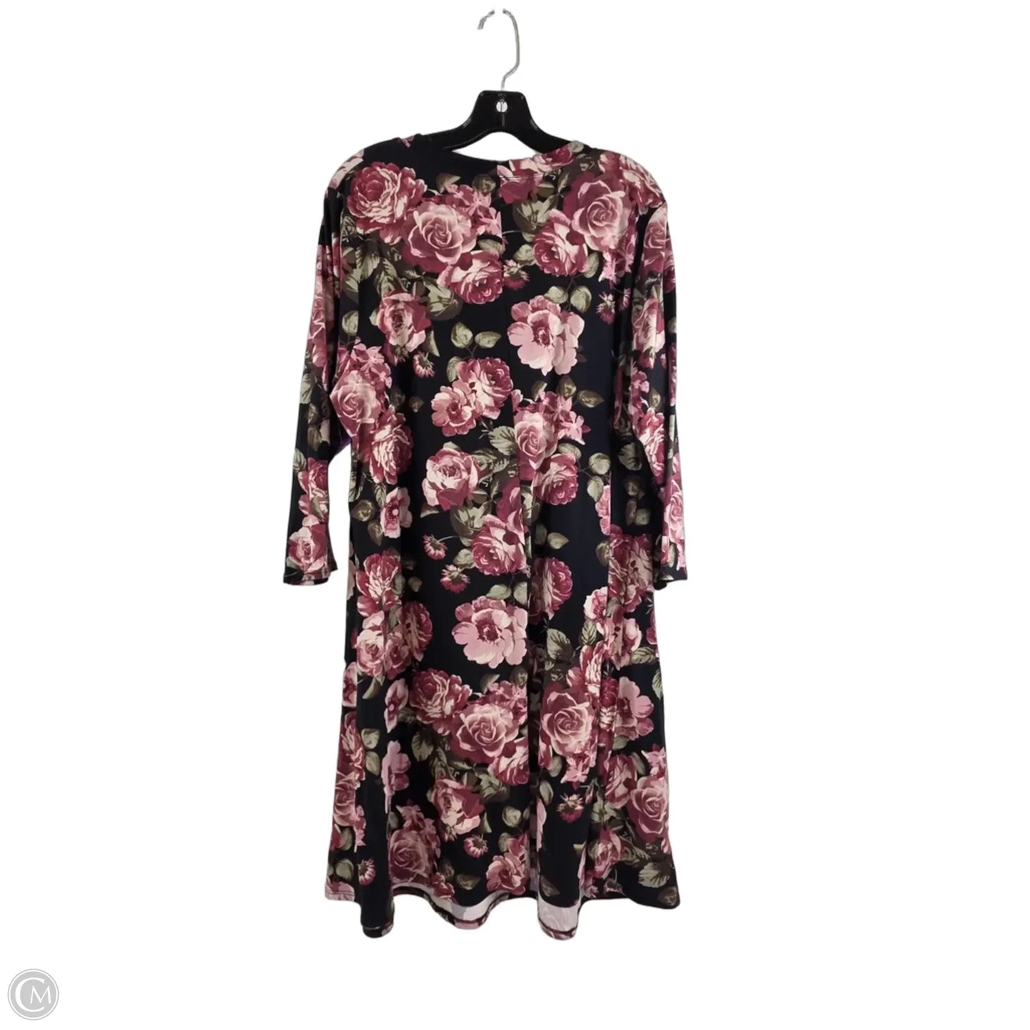 Dress Casual Midi By Fortune & Ivy In Black & Pink, Size: 2x