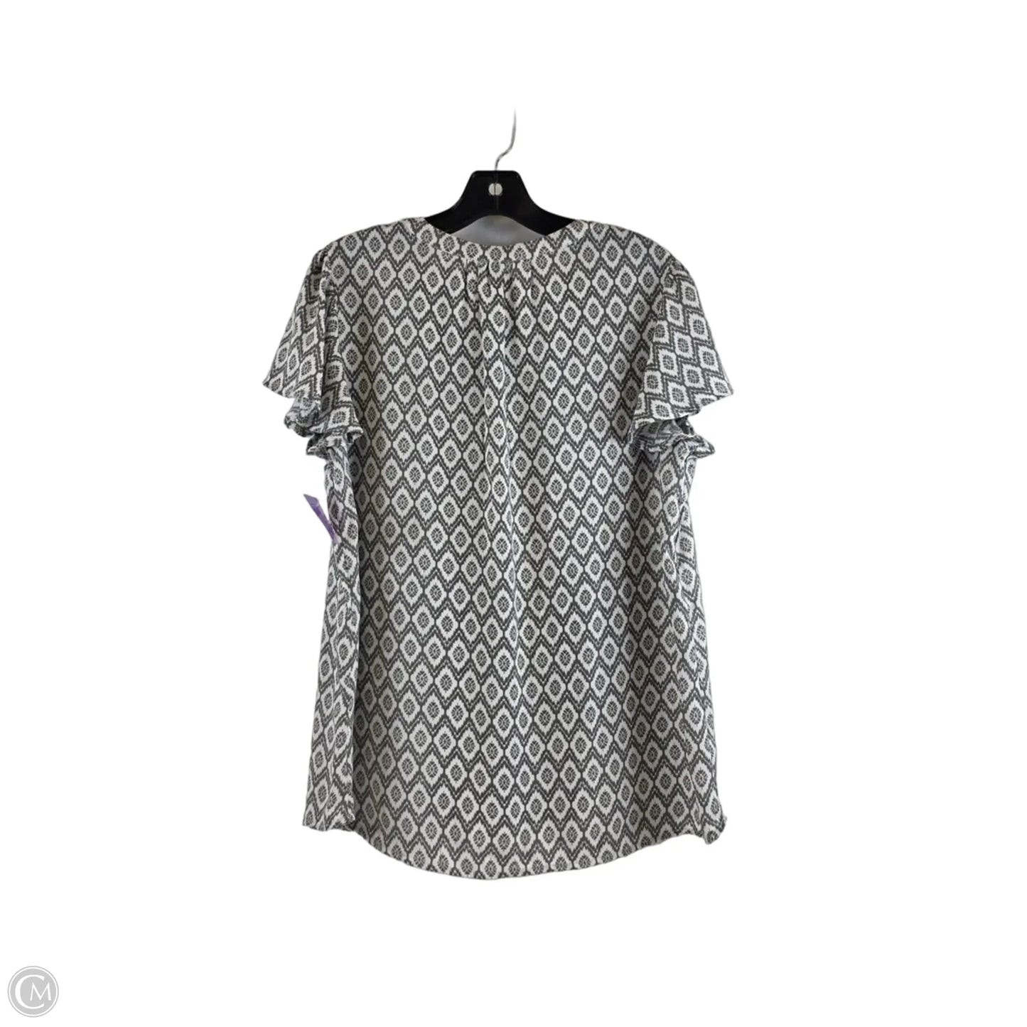 Top Short Sleeve By Maurices In Grey & White, Size: L