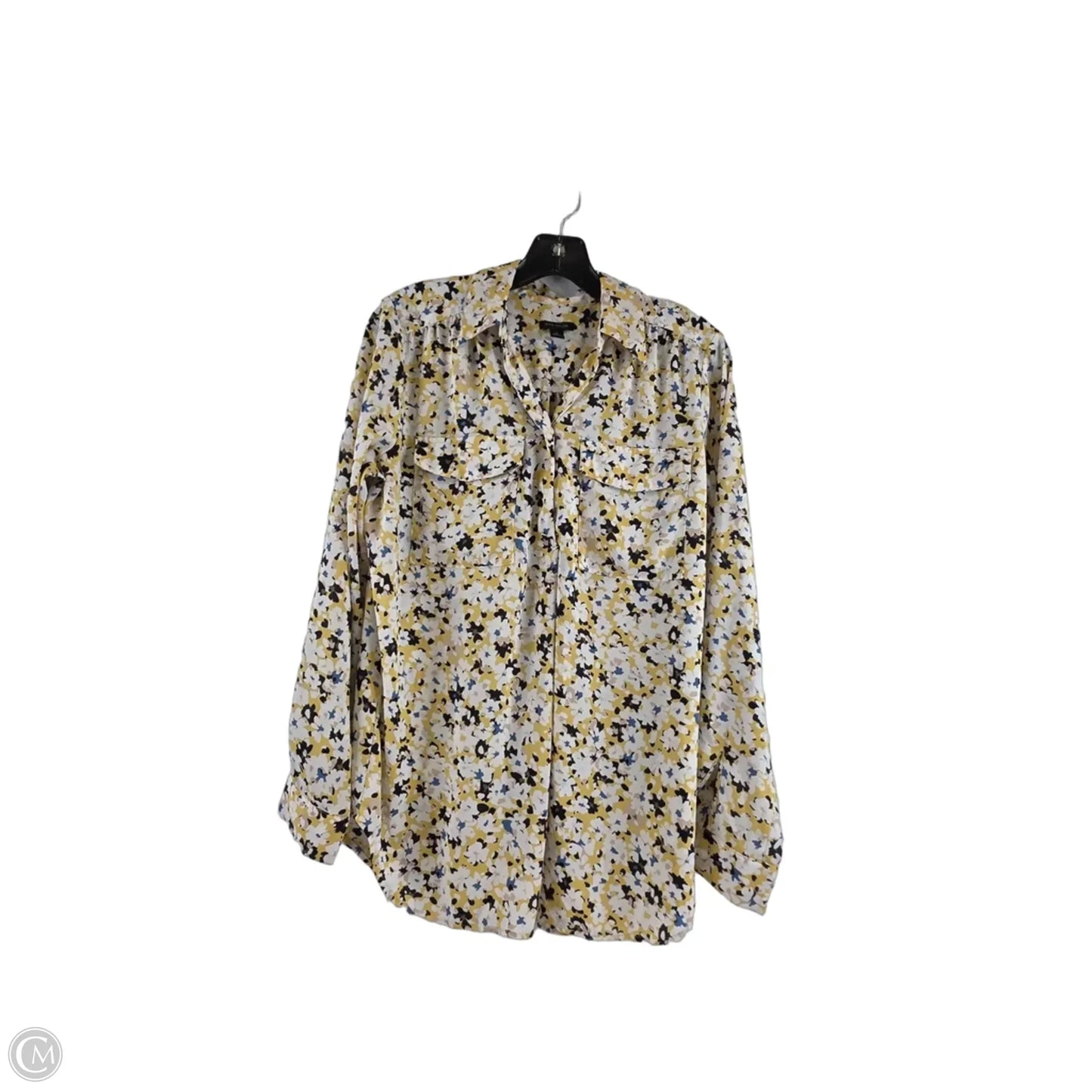 Top Long Sleeve Basic By Ann Taylor In Black & Yellow, Size: M
