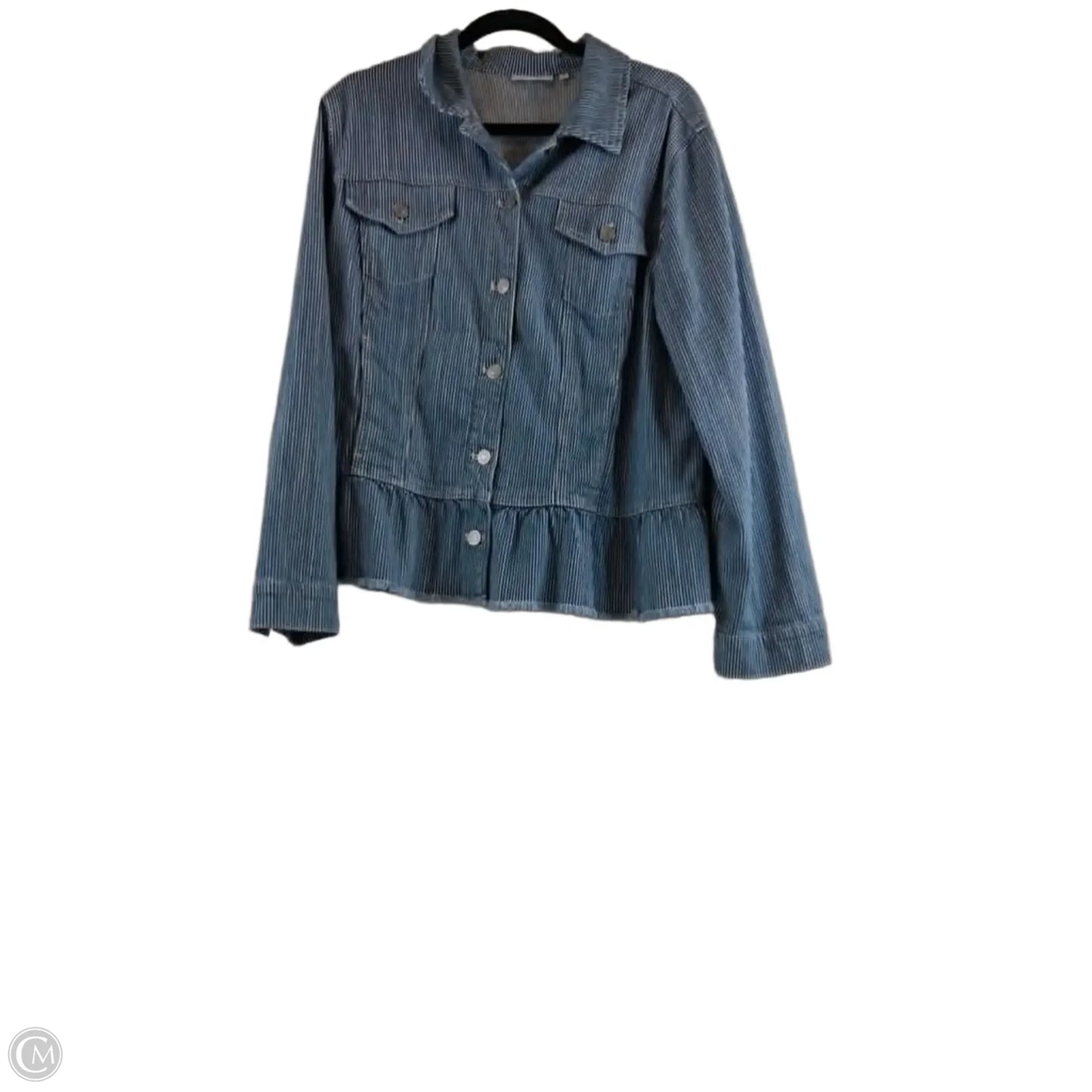Jacket Denim By Chicos In Blue Denim, Size: Xl