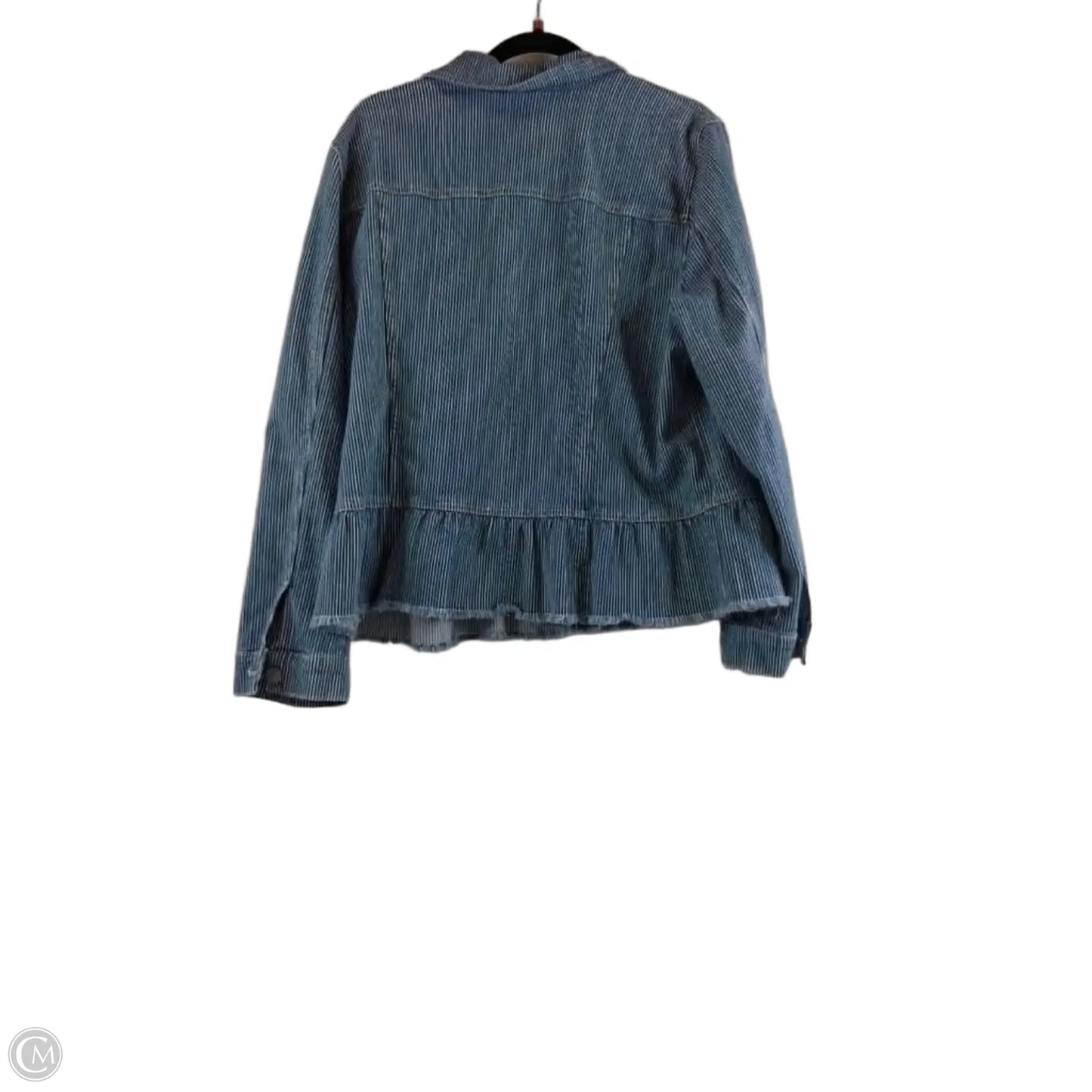 Jacket Denim By Chicos In Blue Denim, Size: Xl