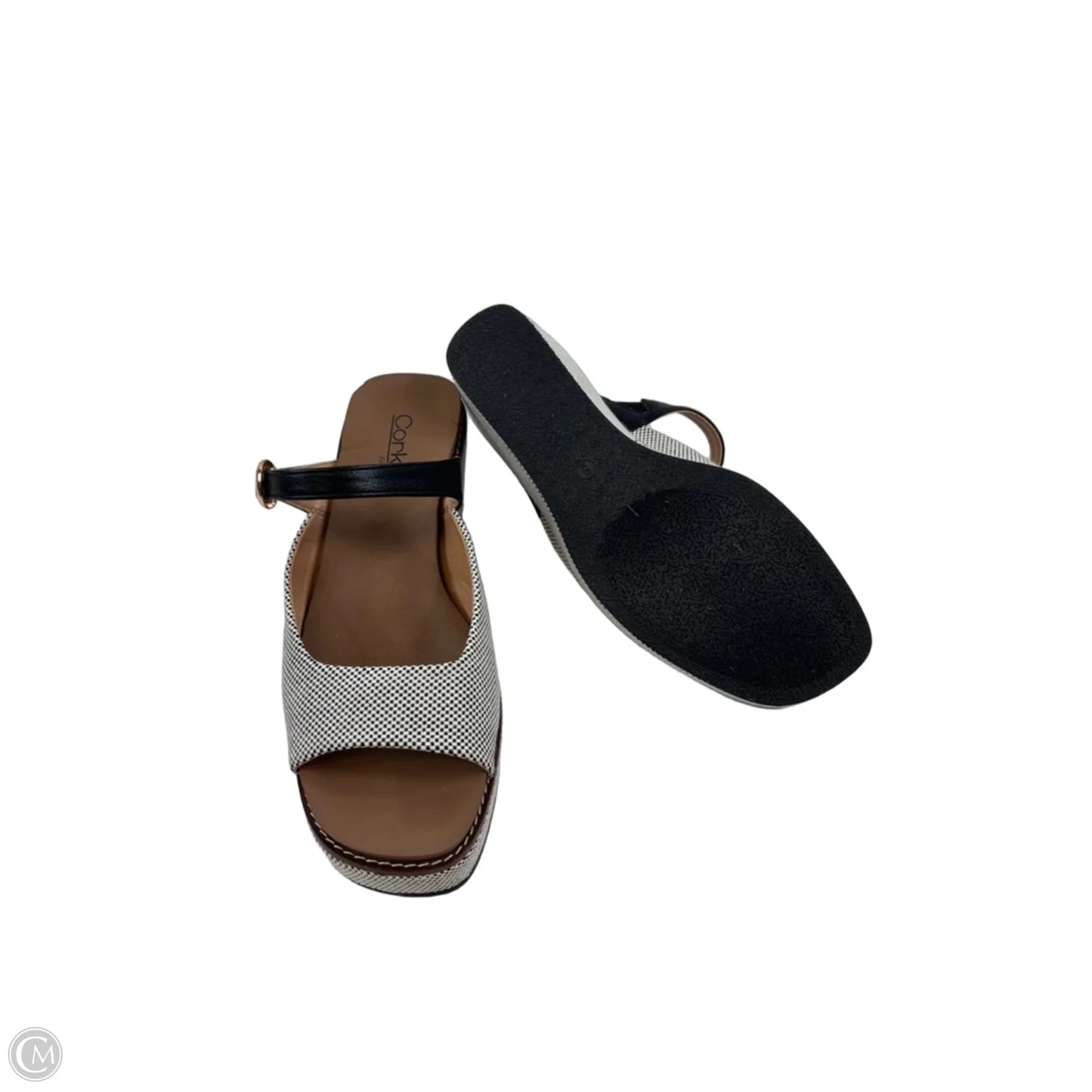 Sandals Heels Platform By Corkys In Black & White, Size: 9