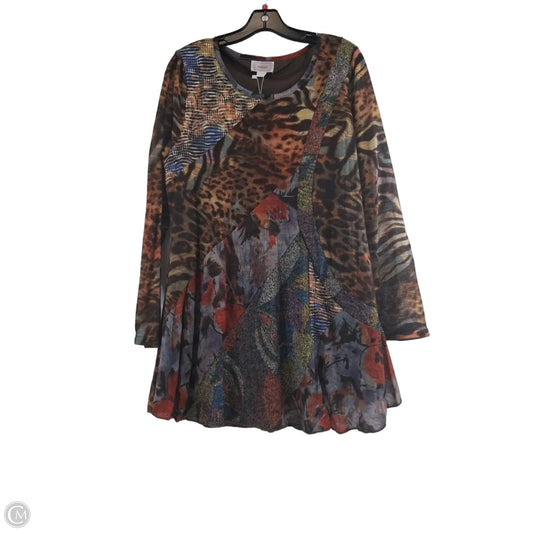 Top Long Sleeve By Clothes Mentor In Brown & Orange, Size: Xl